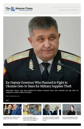 Cover of The Moscow Times - English