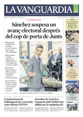 Cover of La Vanguardia (Catala)