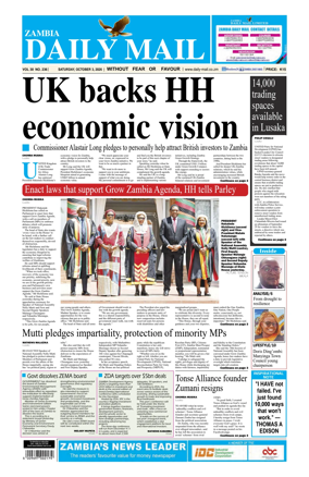 Cover of Zambia Daily Mail