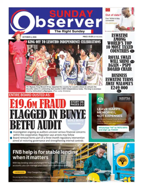 Cover of Sunday Observer (Eswatini)