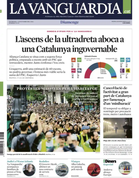 Cover of La Vanguardia (Catalonia - 1st edition)