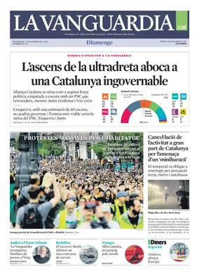 Cover of La Vanguardia (Catala)