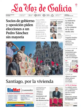 Cover of La Voz de Galicia (Santiago)