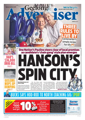 Cover of Geelong Advertiser