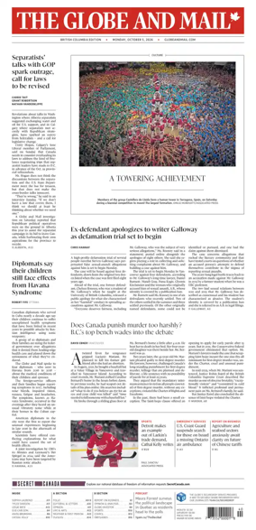 Cover of The Globe and Mail (BC Edition)