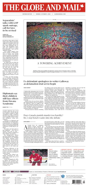 Cover of The Globe and Mail (Ontario Edition)