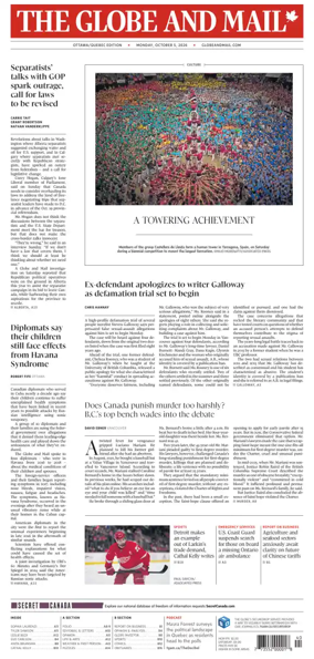 Cover of The Globe and Mail (Ottawa/Quebec Edition)