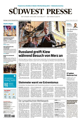 Cover of Sudwest Presse - Metzinger Uracher Volksblatt - Der Ermstalbote
