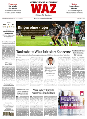 Cover of Westdeutsche Allgemeine Zeitung (Duisburg)