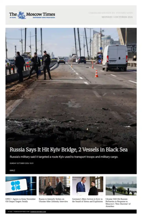 Cover of The Moscow Times - English