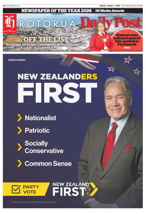 Cover of Rotorua Daily Post