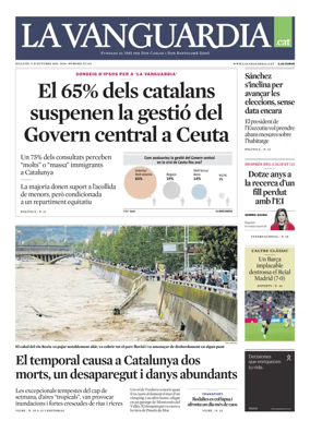Cover of La Vanguardia (Catala)