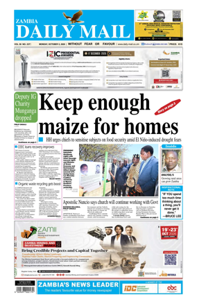 Cover of Zambia Daily Mail