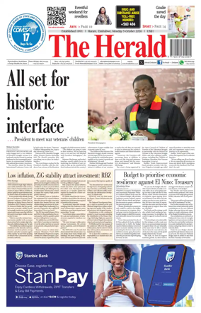 Cover of The Herald (Zimbabwe)