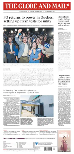 Cover of The Globe and Mail (Alberta Edition)