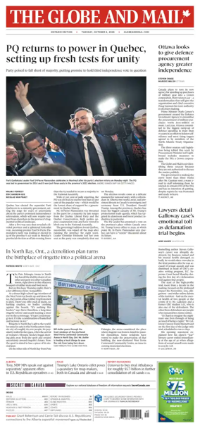 Cover of The Globe and Mail (Ontario Edition)