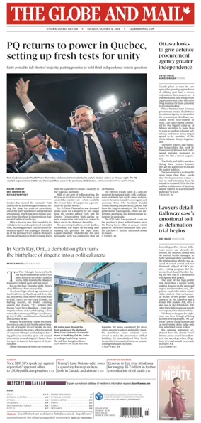 Cover of The Globe and Mail (Ottawa/Quebec Edition)