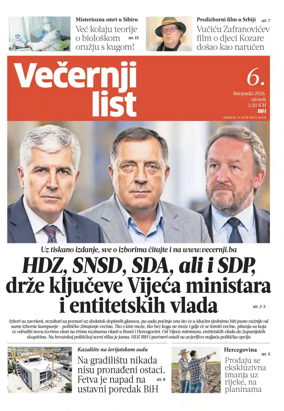 Cover of Vecernji list BiH