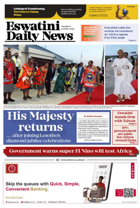 Cover of Eswatini Daily News