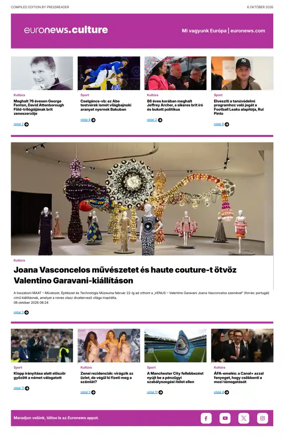 Cover of Euronews Culture and Sport (Hungarian)