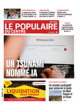 Cover of Le Populaire du Centre (Haute-Vienne)