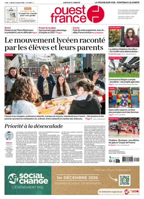 Cover of Ouest France (La Roche-sur-Yon - Fontenay-le-Comte)