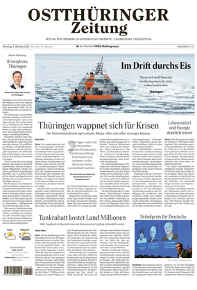 Cover of Ostthuringer Zeitung (Saale-Holzland-Kreis)