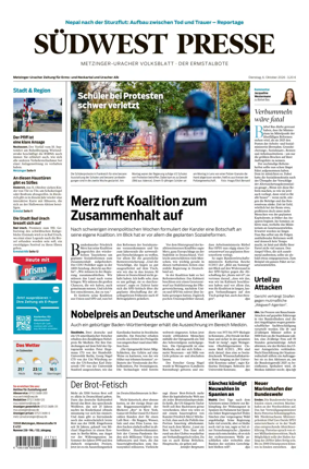 Cover of Sudwest Presse - Metzinger Uracher Volksblatt - Der Ermstalbote