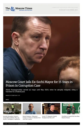 Cover of The Moscow Times - English