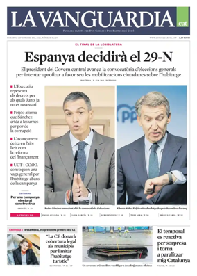Cover of La Vanguardia (Catala)