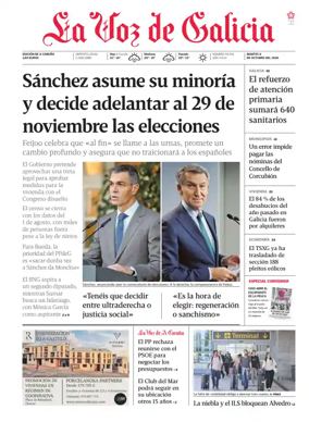 Cover of La Voz de Galicia (A Coruna)