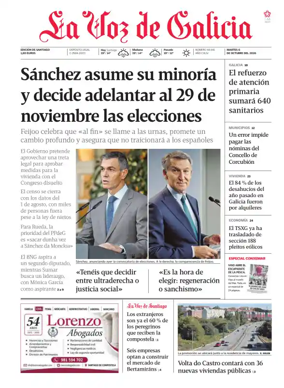 Cover of La Voz de Galicia (Santiago)
