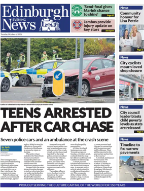 Cover of Edinburgh Evening News