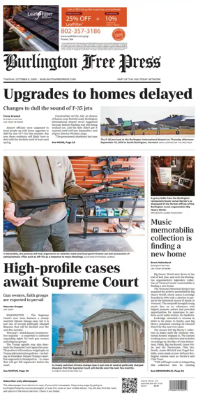 Cover of Burlington Free Press