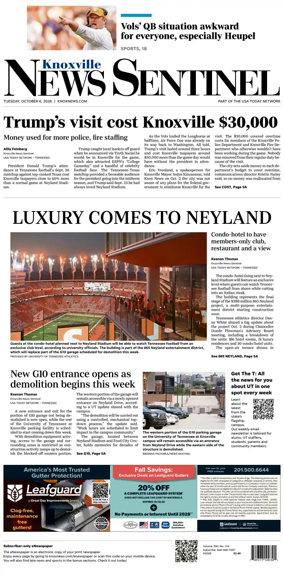 Cover of Knoxville News Sentinel