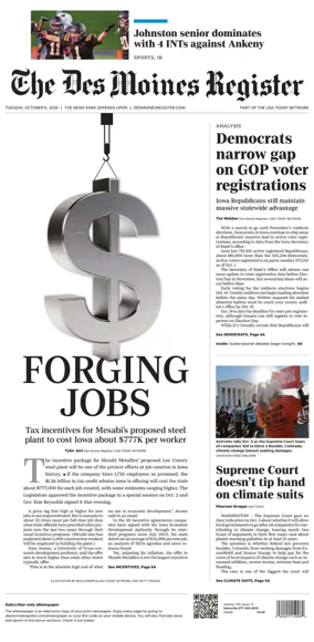 Cover of The Des Moines Register