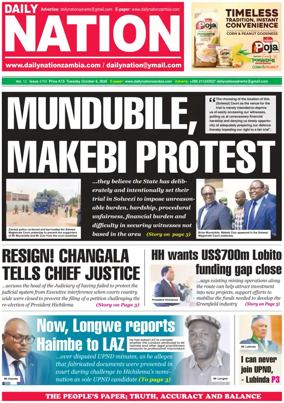 Cover of Daily Nation Newspaper