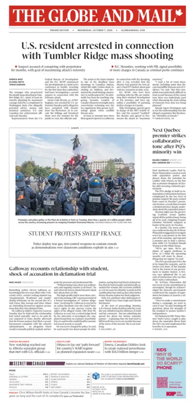 Cover of The Globe and Mail (Prairie Edition)