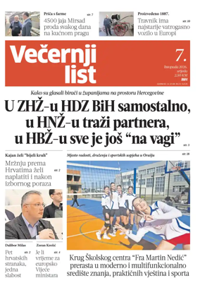 Cover of Vecernji list BiH