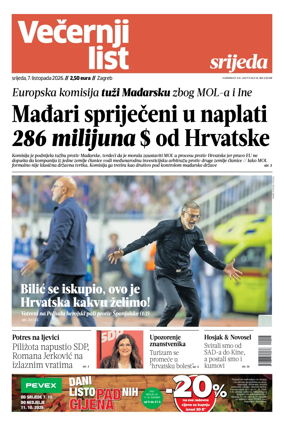 Cover of Vecernji list - Zagreb