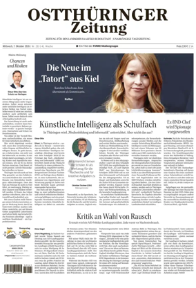 Cover of Ostthuringer Zeitung (Landkreis Saalfeld-Rudolstadt)