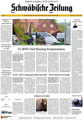 Cover of Schwabische Zeitung (Bad Saulgau)