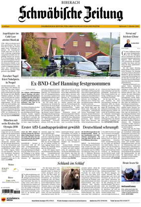 Cover of Schwabische Zeitung (Biberach)
