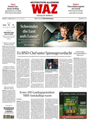 Cover of Westdeutsche Allgemeine Zeitung (Mulheim an der Ruhr)