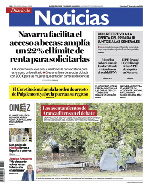 Cover of Diario de Noticias (Spain)