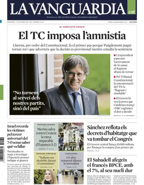 Cover of La Vanguardia (Catalonia - 1st edition)