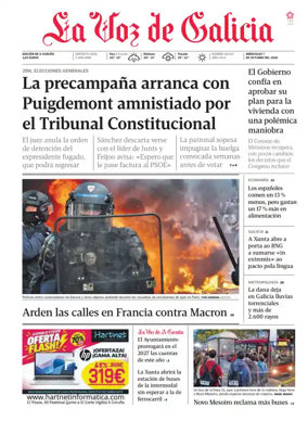 Cover of La Voz de Galicia (A Coruna)