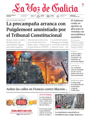 Cover of La Voz de Galicia (Santiago)