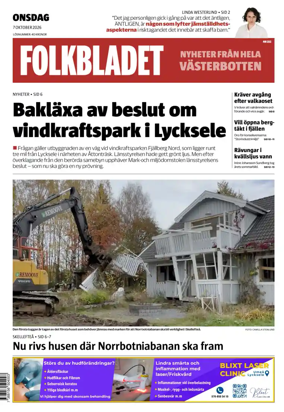 Cover of Folkbladet Vasterbotten