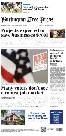 Cover of Burlington Free Press